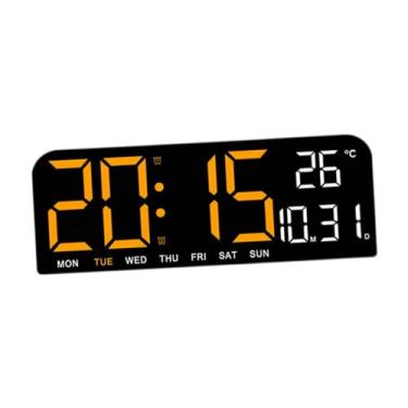 Imagem de Ｂｅｓｇａ Relógio de parede digital grande, relógio digital LED grande com data, semana e temperatura para sala de estar, Laranja