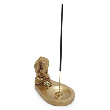Imagem de Incensário Buda Tibetano Hindu Resina + 8 Varetas Incensos (Dourado)