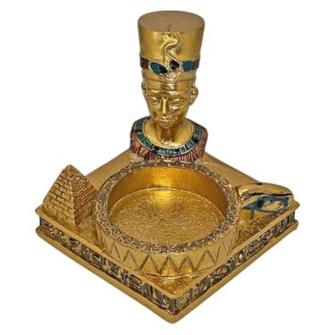 Imagem de Incensário E Castiçal Faraó Bastet Nefertiti Resina Dourado (Nefertiti)