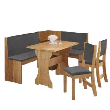 Imagem de Conjunto Sala De Jantar Canto Alemão Arnis Com 2 Cadeiras Sone Veludo 