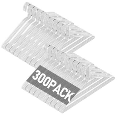 Imagem de SPECILITE Cabides de metal de arame a granel, pacote com 300 para ternos, casacos, camisas, calças, saias, economia de espaço, antiderrapante, 40,6 cm, calibre 12, ultrafino, branco