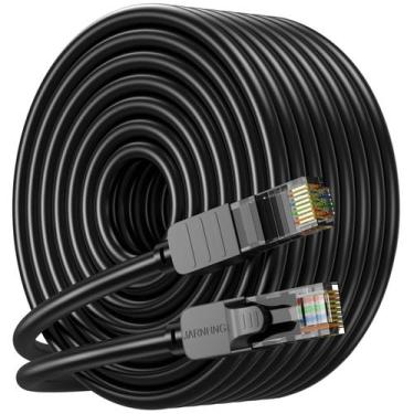 Imagem de Cabo Ethernet JARNHNG Cat 6 100 pés 10 Gbps interno/externo preto