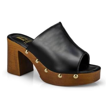 Imagem de Tamanco Feminino Sandália Salto Alto Grosso Bloco Madeira 007-011 (Preto, BR, Adulto, Numérico, 39)