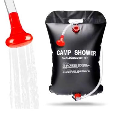 Imagem de Chuveiro Portátil para Camping, 20 Litros, Aquecimento Solar, com Mangueira e Regador, Preto