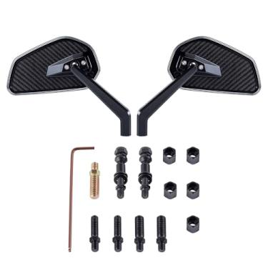 Imagem de Espelho retrovisor de motocicleta de fibra de carbono CNC adequado para Harley Touring, Softail, Dyna, Sportster, Street Bob, Low Rider S, Road King, Fat Boy e XL883 (preto)