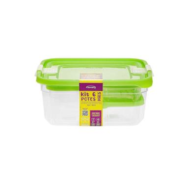 Imagem de Kit 6 Potes Essencial Linha Mais Plasvale Verde