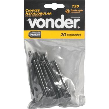 Imagem de Chave Hexalobular T20 C- Furo Guia Crv C- 20 Peças Vonder