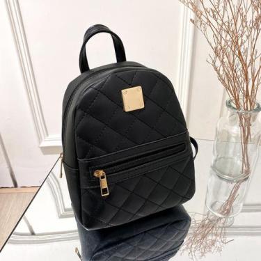 Imagem de Mini Bolsa Mochila Ombro Couro Pu Feminina - Gemini Náutica, Preto