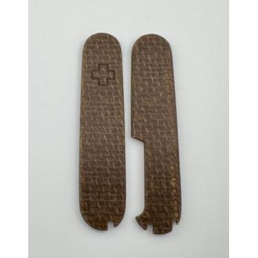 Imagem de Capas de substituição para balanças Victorinox Plus 91 mm alças de lona Micarta com pinça de palito de dente pino e compartimentos para caneta esferográfica (marrom grande)