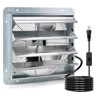 Imagem de Criditpid Exaustor de obturador montado na parede de 45 cm com interruptor ON/OFF, motor de cobre puro de alta velocidade e baixo ruído, exaustor de parede para frontão, galpão, garagem, estufa