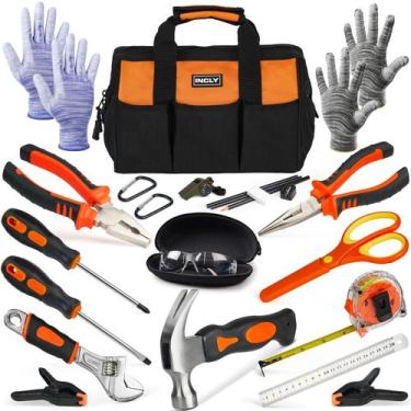 Imagem de Conjunto de ferramentas INCLY Kids Real, 24 peças com bolsa de ferrame