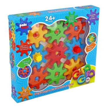 Imagem de Brinquedo Educativo Infantil Encaixe Didático Engrenagem Colorido - Pa
