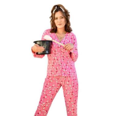Imagem de Conjunto Pijama Adulto Feminino Longo Aberto Inverno Liganete Blogueir