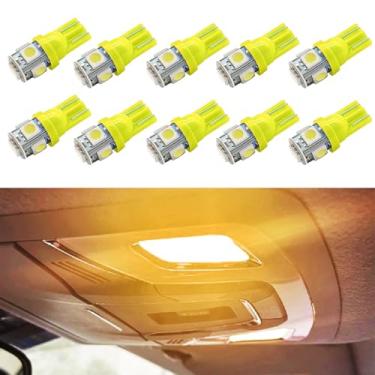 Imagem de Kutyun 194 lâmpadas LED amarelas super brilhantes 5ª geração, lâmpadas LED T10, lâmpada LED CC 12V 168 de substituição para interior de carro cúpula mapa porta cortesia luzes de placa de licença W5W