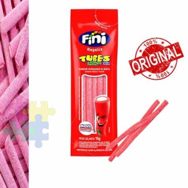 Imagem de Bala Fini Tubes Azedinhos Morango com Nata 15g Regaliz Tubos Ácidos Ge
