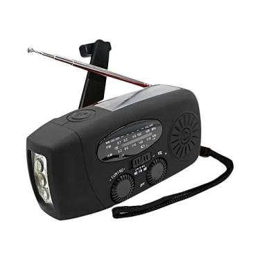 Imagem de Rádio De Emergência Solar Portátil Lanterna De Mão Com Manivela Recarr