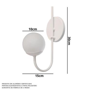 Imagem de Arandela Globo Jota Quarto Cabeceira Jardim Alumínio Decorações - IDEA