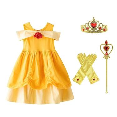 Imagem de Dressy Daisy Fantasia de princesa para bebês meninas, festa de aniversário de Halloween, vestido com acessórios, roupa chique, amarelo, tamanho 18-24 meses