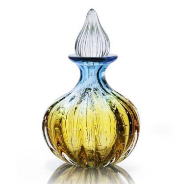 Imagem de Garrafa Em Cristal Murano Azul E Âmbar São Marcos 30cm