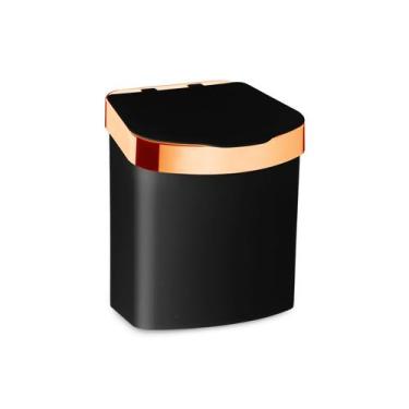 Imagem de Lixeira 2,5 Litros Cesto Bancada Pia Cozinha Preto C/ Tampa - Future, 