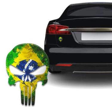 Imagem de Adesivo Resinado Caveira O Justiceiro Brasil Envelhecido - SPORTINOX, 