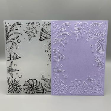 Imagem de Modelo de pasta em relevo de plástico 3D, textura do mundo subaquático, tamanho A6, para fazer cartões, faça você mesmo, scrapbook, papel, artesanato, artesanato, scrapbook, artes, decoração