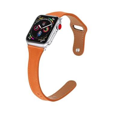 Imagem de Pulseira De Couro Slim Para Apple Watch Feminina Ultra 49mm 8 41mm 45m