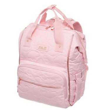 Imagem de Mochila Maternidade Lilica Ripilica Little Shine Matelassê Rose Gold Bolsos Laterais Internos Externos Resistente