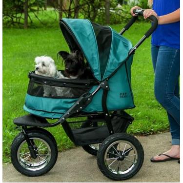 Imagem de Pet Gear Carrinho de bebê duplo sem zíper, entrada sem zíper, para cães ou gatos únicos ou múltiplos, almofada de pelúcia + capa de clima incluída, pneus grandes preenchidos com gel, jade