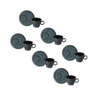 Imagem de Conjunto de Xícaras de Chá com Pires Porto Brasil Neo Night Sky 210ml - 6 Peças 