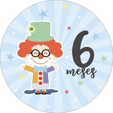 Imagem de Painel de Lona Redondo Mesversário Aniversário de 6 Meses Menino - Fab