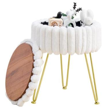 Imagem de Banqueta de vaidade moderna redonda otomana Wimarsbon de armazenamento