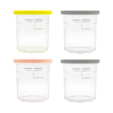 Imagem de Recipientes de sorvete com tampa de silicone, compatíveis com Ninja NC501 CREAMi Deluxe 11 em 1 sorvete e máquina de petiscos congelados e modelo: NC500, NC501, NC501H, NC501HBL e NC501HGN.