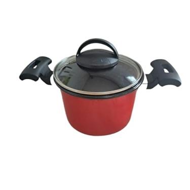 Imagem de Leiteira Esmaltada, Jarra para Ferver Leite, para FogõEs de InduçãO(Vermelho t vidro,20 cm)