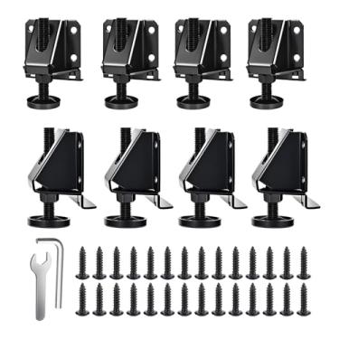 Imagem de Technohom Pés niveladores resistentes – Pacote com 8 niveladores de móveis ajustáveis com faixa de altura de 6 cm, base de nylon antiderrapante e chave sextavada, ideal para armários, bancadas de