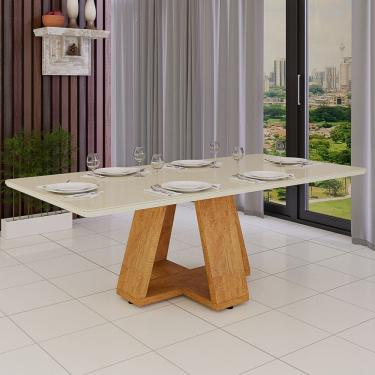 Imagem de Mesa Para Sala De Jantar 6 Lugares Vidro 4 mm Laqueado