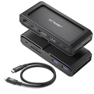 Imagem de JSAUX Estação de ancoragem USB-C para laptop, base 11 em 1 com HDMI e DP 8K a 30Hz, 100W PD, USB-C e 3 USB-A, Gigabit Ethernet, áudio de 3,5 mm, leitor SD/TF compatível com Steam Deck, MacBook, ROG Ally-HB1101