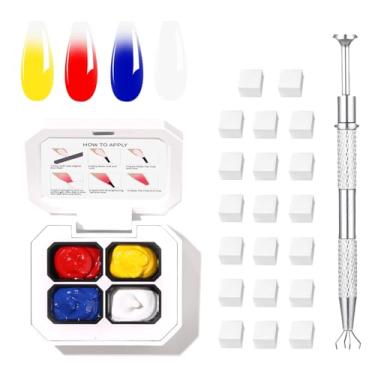 Imagem de Finger Secret Conjunto de 4 cores Ombre Pat Gel esmalte, pintura gradiente gel para arte de unhas DIY pode ser pintado, flor pintada em salão ou uso doméstico (k6)