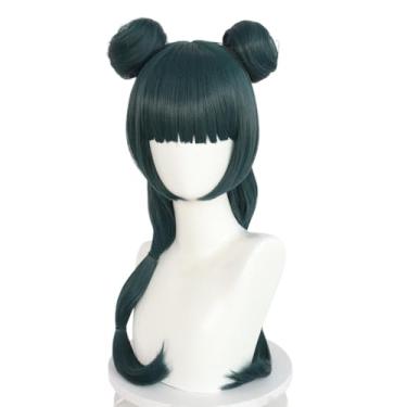 Imagem de Topcosplay Peruca feminina Maomao DarkGreen Double Pill Cosplay Peruca Halloween Carnaval Fantasia Festa Peruca