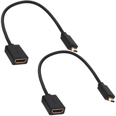 Imagem de Cabo adaptador micro HDMI para HDMI de alta velocidade micro HDMI macho para HDMI fêmea cabo conversor bidirecional suporta 4K @60Hz 3D para câmera, filmadora, HDTV, projetor, monitor - 20 cm, pacote