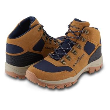 Imagem de Goodyear Everest Bota de caminhada masculina de cano alto para trabalho e neve, impermeável e respirável para uso ao ar livre, Azul-marinho, 42