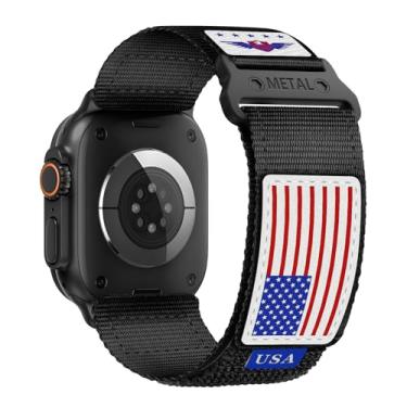 Imagem de Pulseira masculina de nylon resistente para Apple Watch séries 11/10/9/8/7/6/SE/5/4/3/2/1, de tecido macio, ajustável, estrelas, listras, bandeira para Apple Watch SE 3/2/1 de 42 mm, 41 mm, 40 mm, 38