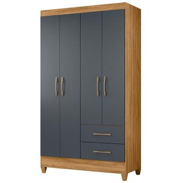 Imagem de Guarda Roupa Solteiro Chile 4p 103 Cm Freijo Cinza Moval