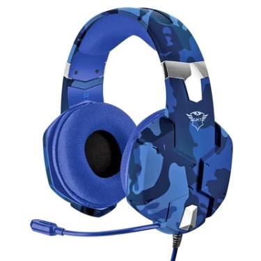 Imagem de Headset Gamer Carus Trust GXT 322B, p/ PC PS4 PS5, Alta Qualidade, com Graves Poderosos, Azul Camuflado