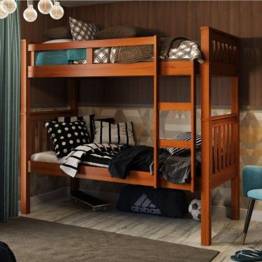 Imagem de Beliche Solteiro em Pinus Móveis Saraiva Castanho Claro