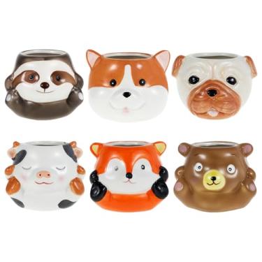 Imagem de ZLHETWT Vaso de flores para animais de estimação, vaso de cerâmica para suculentas, mini vaso de flores de cerâmica, mini vasos de suculentas, vaso de flores multifuncional, vaso decorativo de