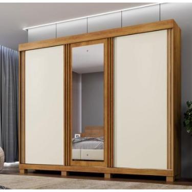 Imagem de Guarda Roupa Siena 3 Portas de Correr Benetil Móveis - Cinamomo/Off Wh
