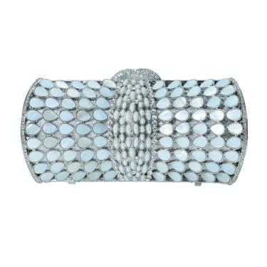 Imagem de Bolsa feminina exclusiva em formato de concha para noite e formatura e coquetel, Prata