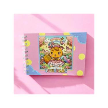 Imagem de Bobbie Goods Stitch Capivara Livro de Colorir Caderno Capa Dura c/ Gli