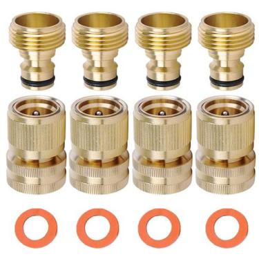 Imagem de Mangueira de latão Quick Connect LIKAGE 3/4 polegadas GHT Thread, 4 pa